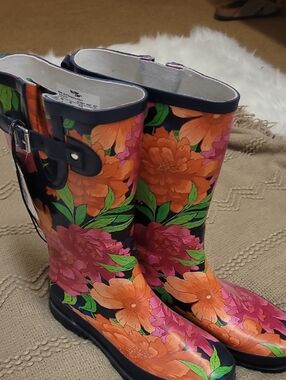 Western Chief Floral Rain Boots in Orange, Pink & Green